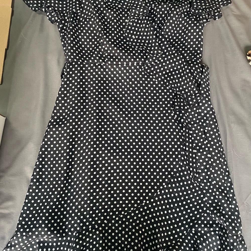 Tahari Black Dress with White Polka Dots